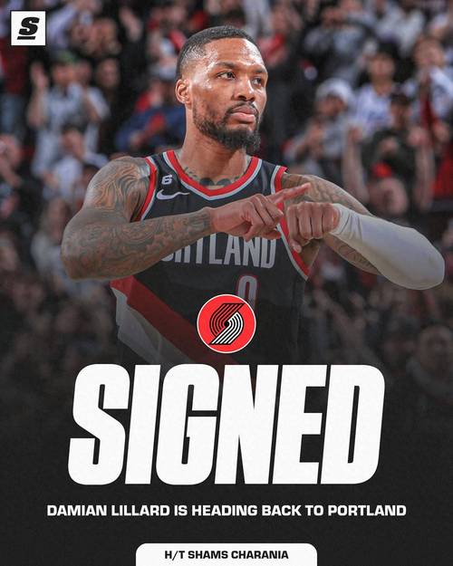 开拓者官方对比利拉德新秀与今日定妆照 本人转发：快速成长💪