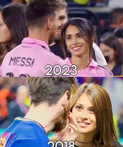 看台观战，支持国家队！安东内拉社媒晒与梅西合照：🩵🤍