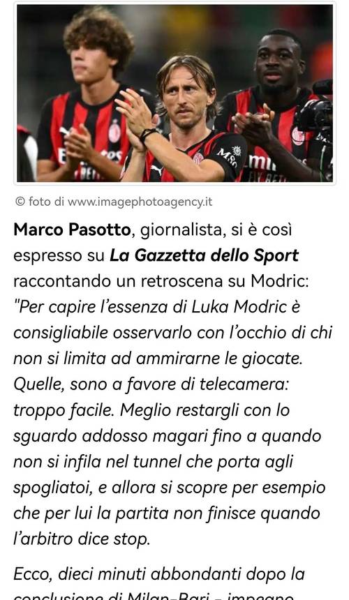 神奇数据！莫德里奇对紫百合吃到在意甲首次犯规，前540分钟0犯规